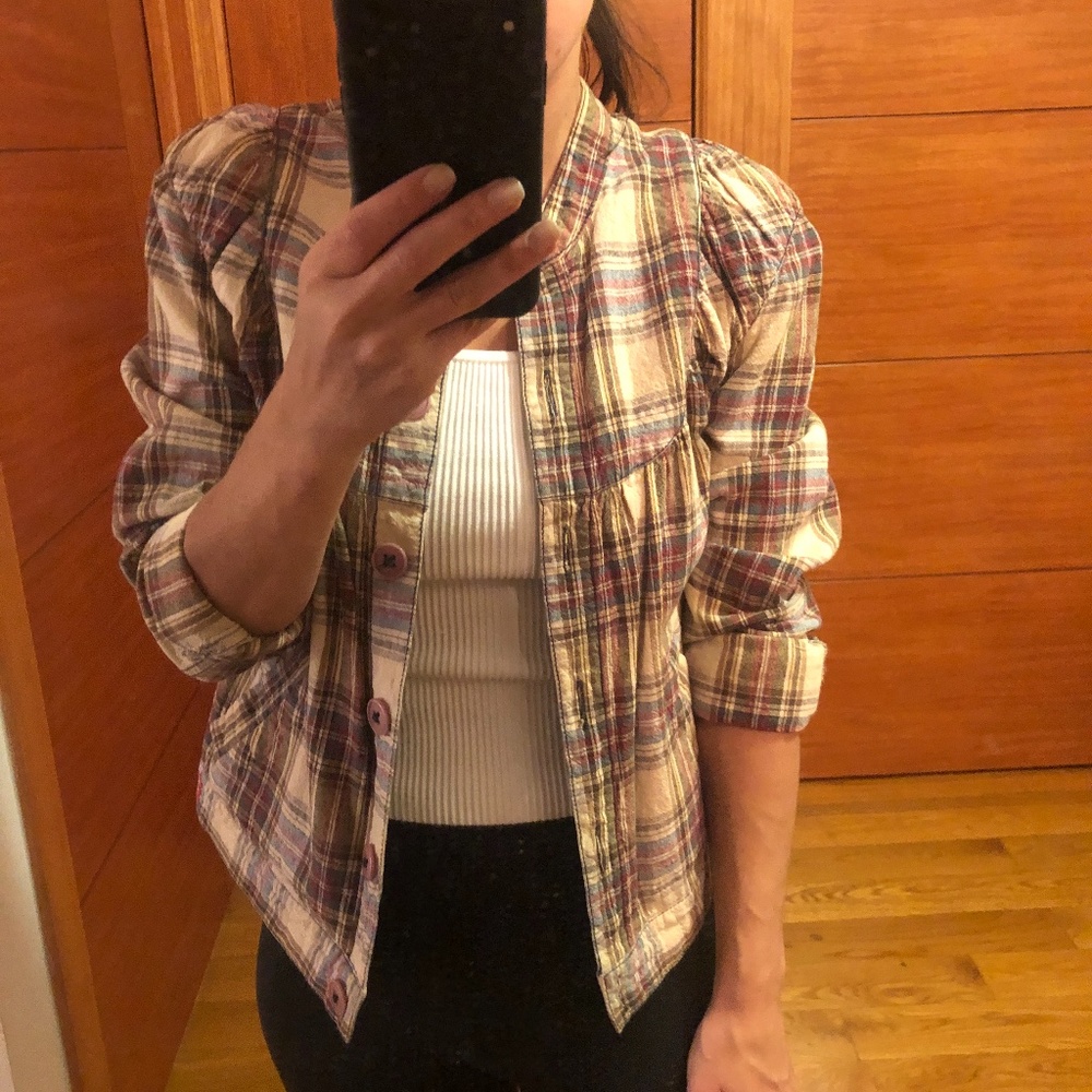 Free People Plaid Button Shirt/Jacket